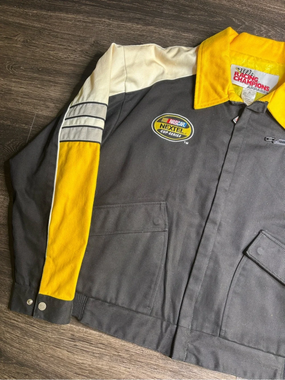 Vintage 90s Nextel Cup Series Jacket Mens XL Black Nascar Embroidered Cotton